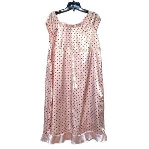 Women Pink Satin Black Dots Dress